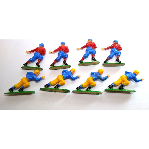 Vintage Football Players (8) Hard Plastic Figures Blue Red and Yellow Hong Kong - Picture 2 of 6